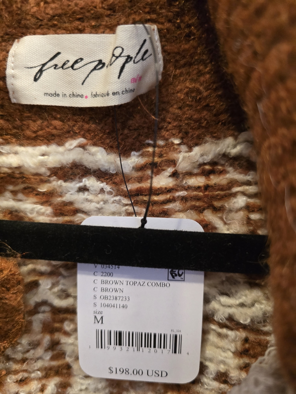 Free People Rust and Cream Toggle Knit Cardigan - Picture 3 of 7